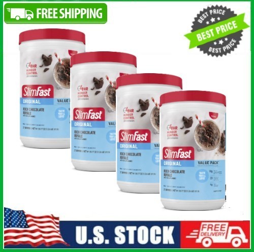 4 Pack Original Meal Replacement Shake Mix, Rich Chocolate Royale, 22 Serv Pk