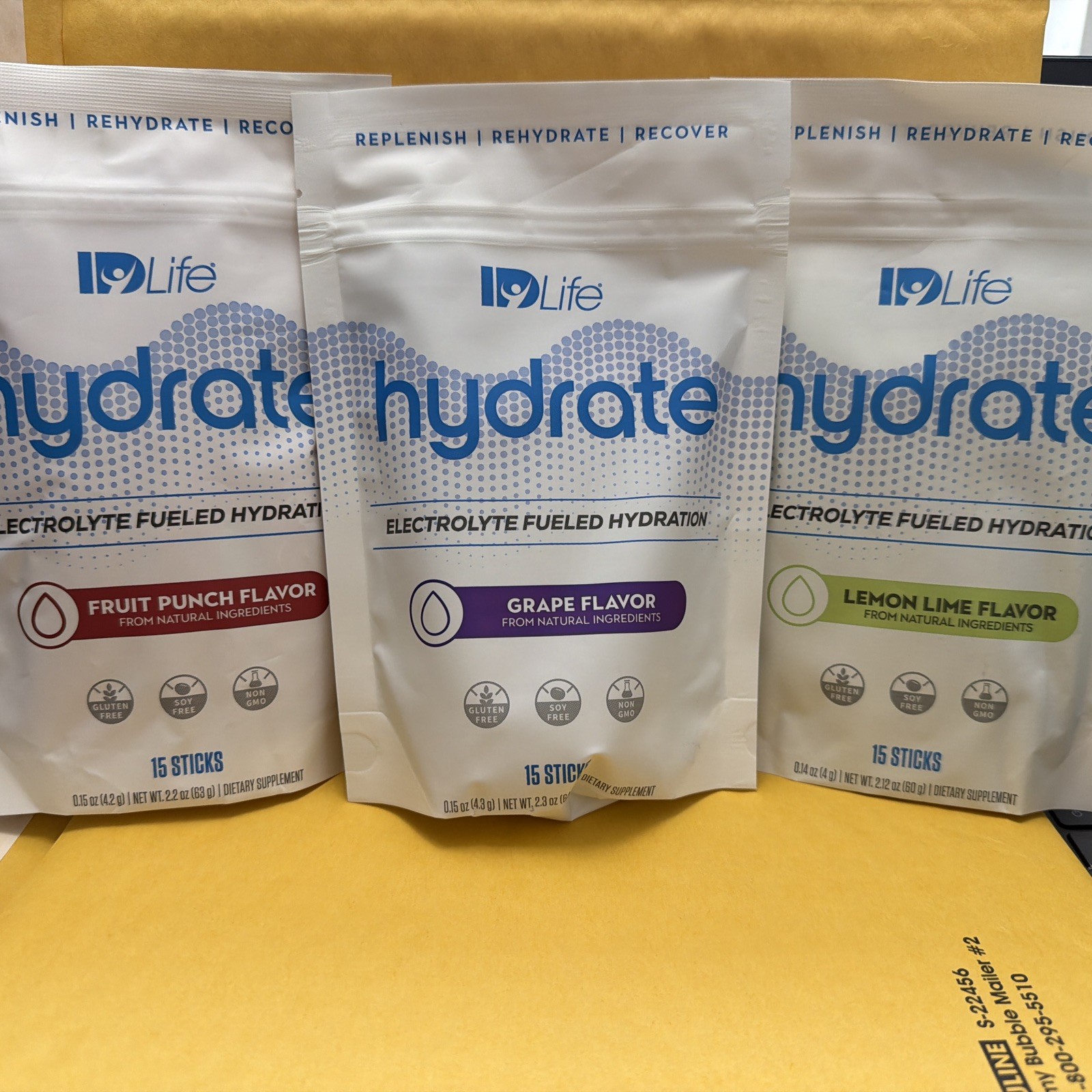 IDLife Hydrate Fruit Punch, GRAPE, LEMON LIME Electrolyte Hydration 15 Sticks @@