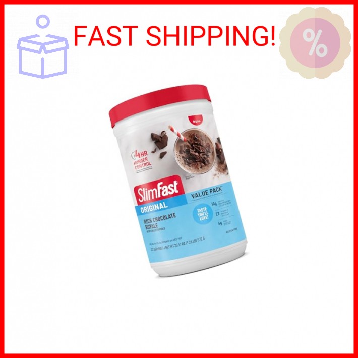 SlimFast Meal Replacement Powder, Original Rich Chocolate Royale, 10g of Protein
