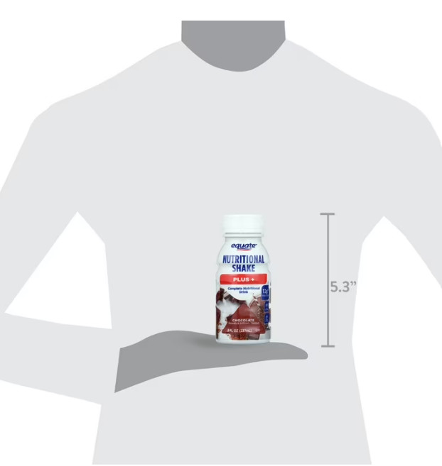 Equate Nutritional Shake Plus, Rich Chocolate Flavor, 8 fl oz Bottles, Pack of 6