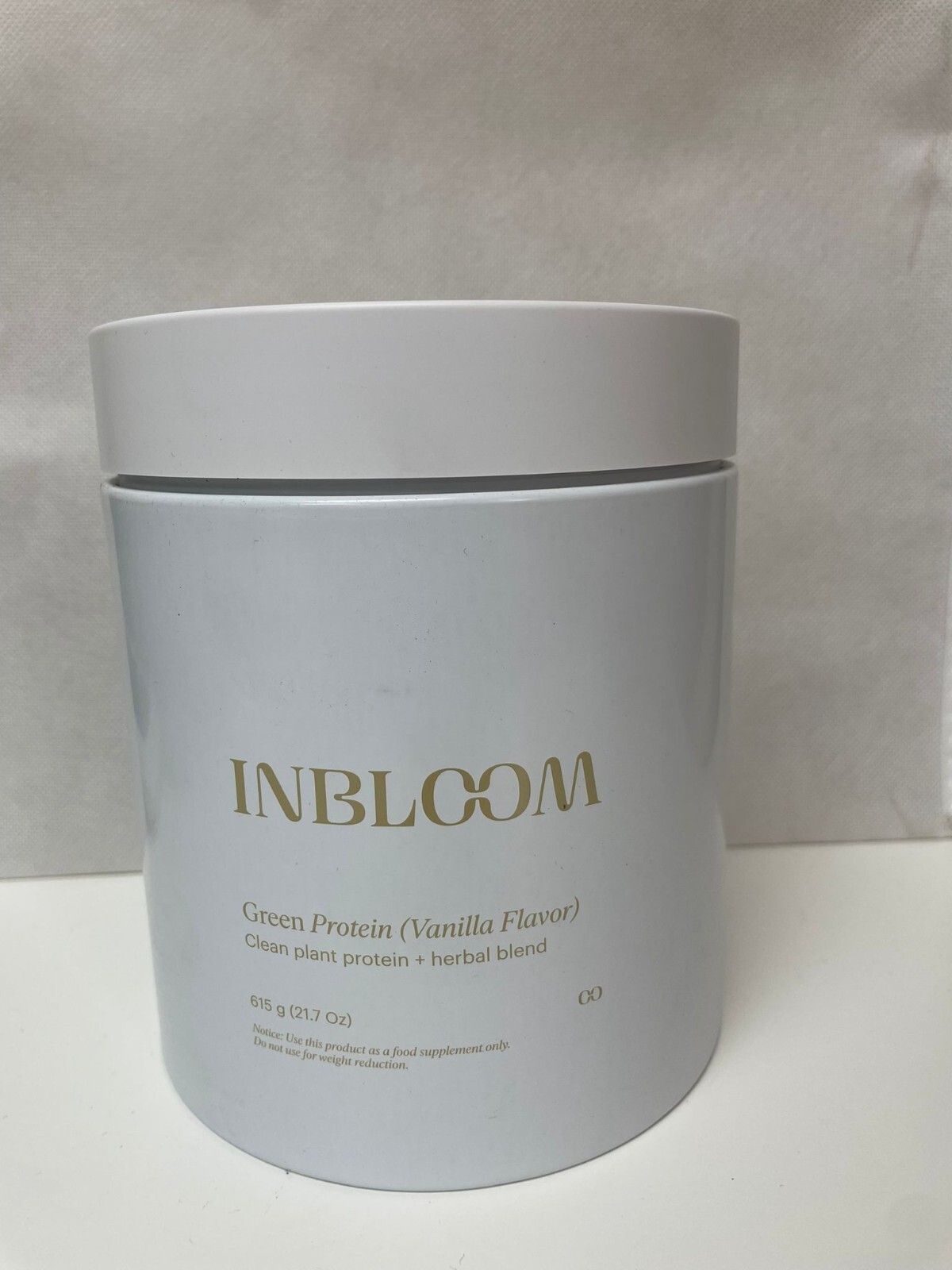 INBLOOM Green Protein Vanilla Clean Plant Protein and Herbal Blend, 21.7oz