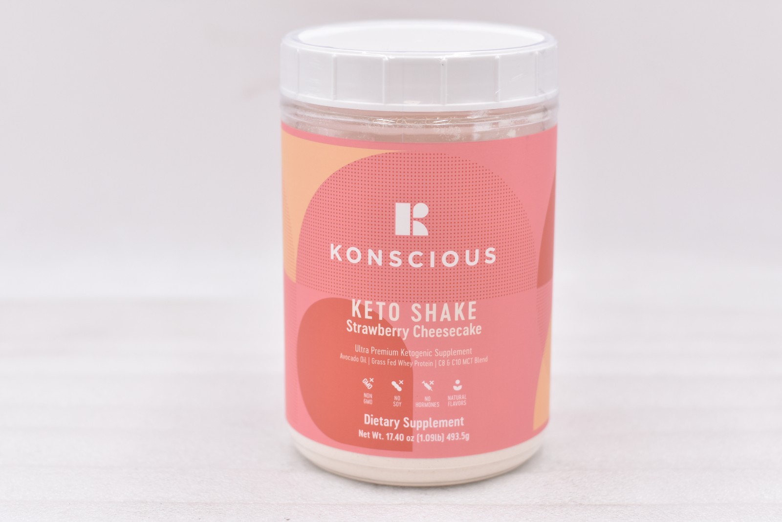 Konscious Keto Shake Strawberry Cheesecake Ketonic Supplement 17.40oz EXP:12/26