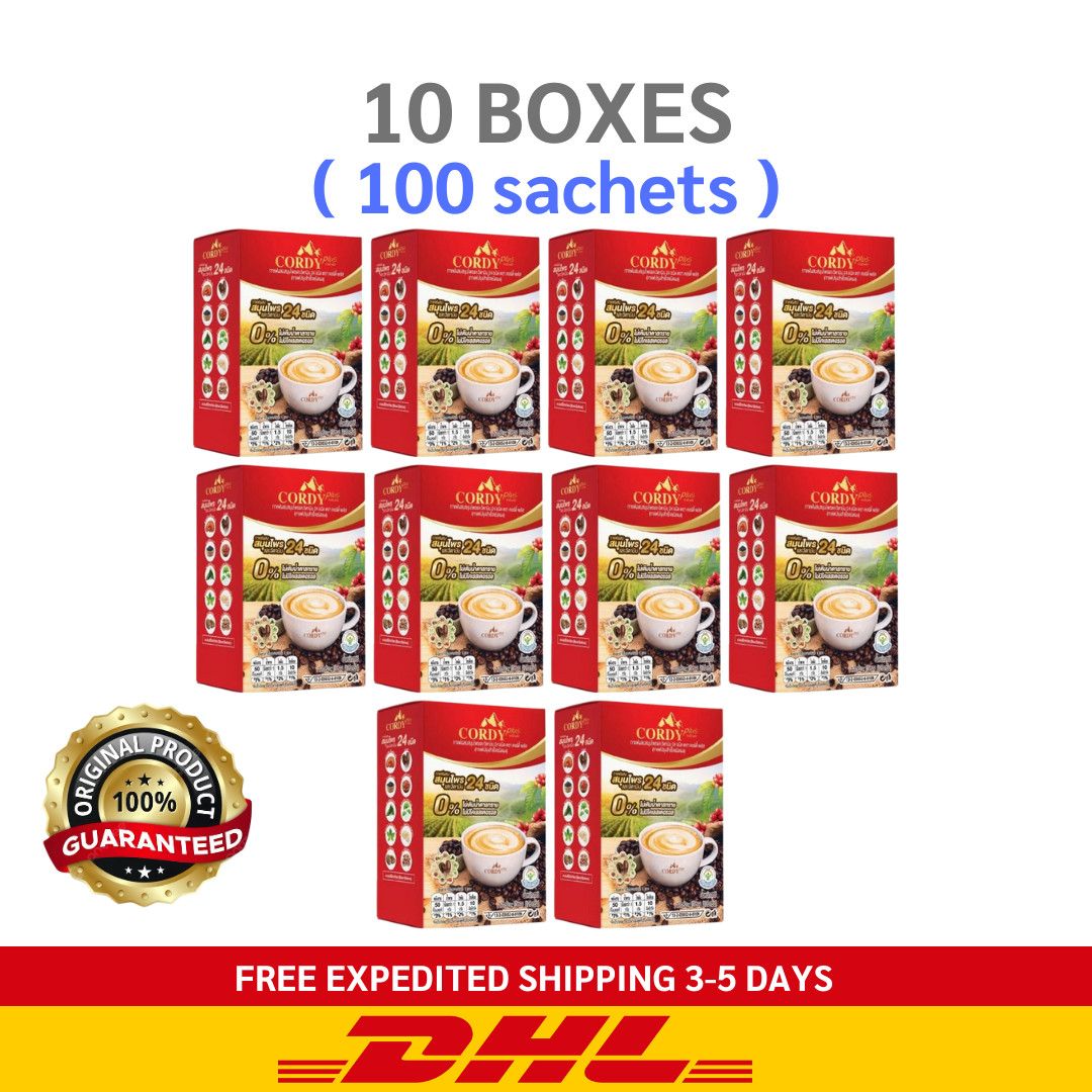 10x Cordy Plus Coffee Instant Powder Mix Vitamins Cordyceps Ganoderma Ginseng