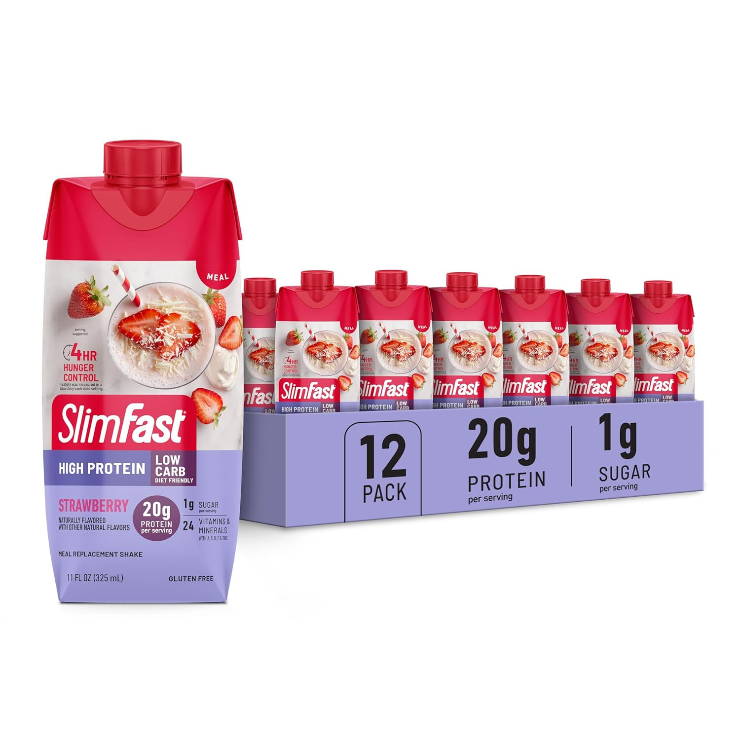 Protein Shake, Strawberry- 20G Protein, Meal Replacement Shake Ready to Drink, H