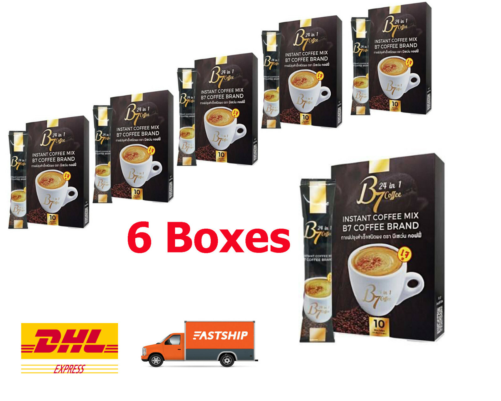 6x B7 Coffee Premium 24 IN1 Instant Mixed Control Weight Healthy Cordyceps