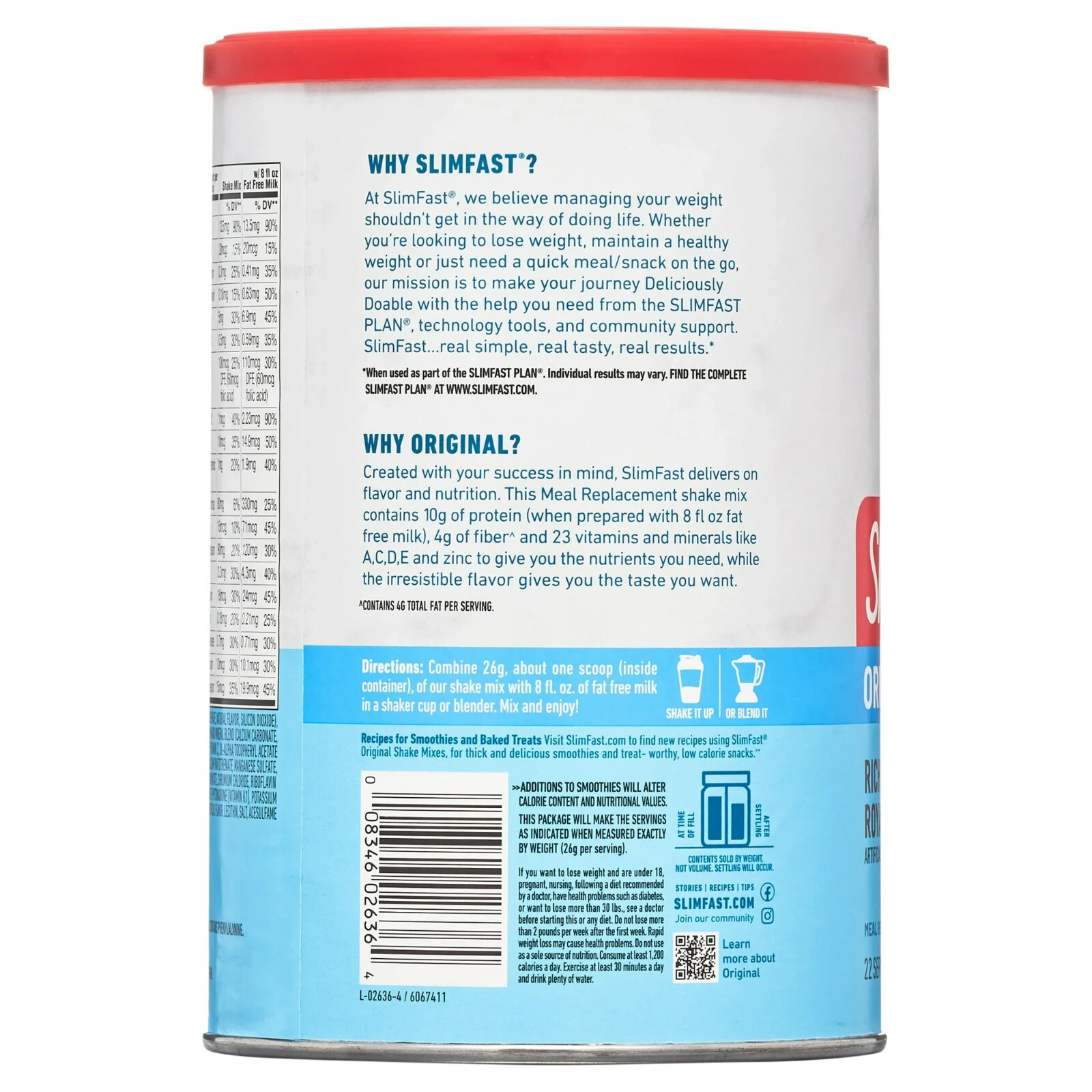 SlimFast Original Meal Replacement Shake Mix, Rich Chocolate Royale, 20.18 Oz, 2
