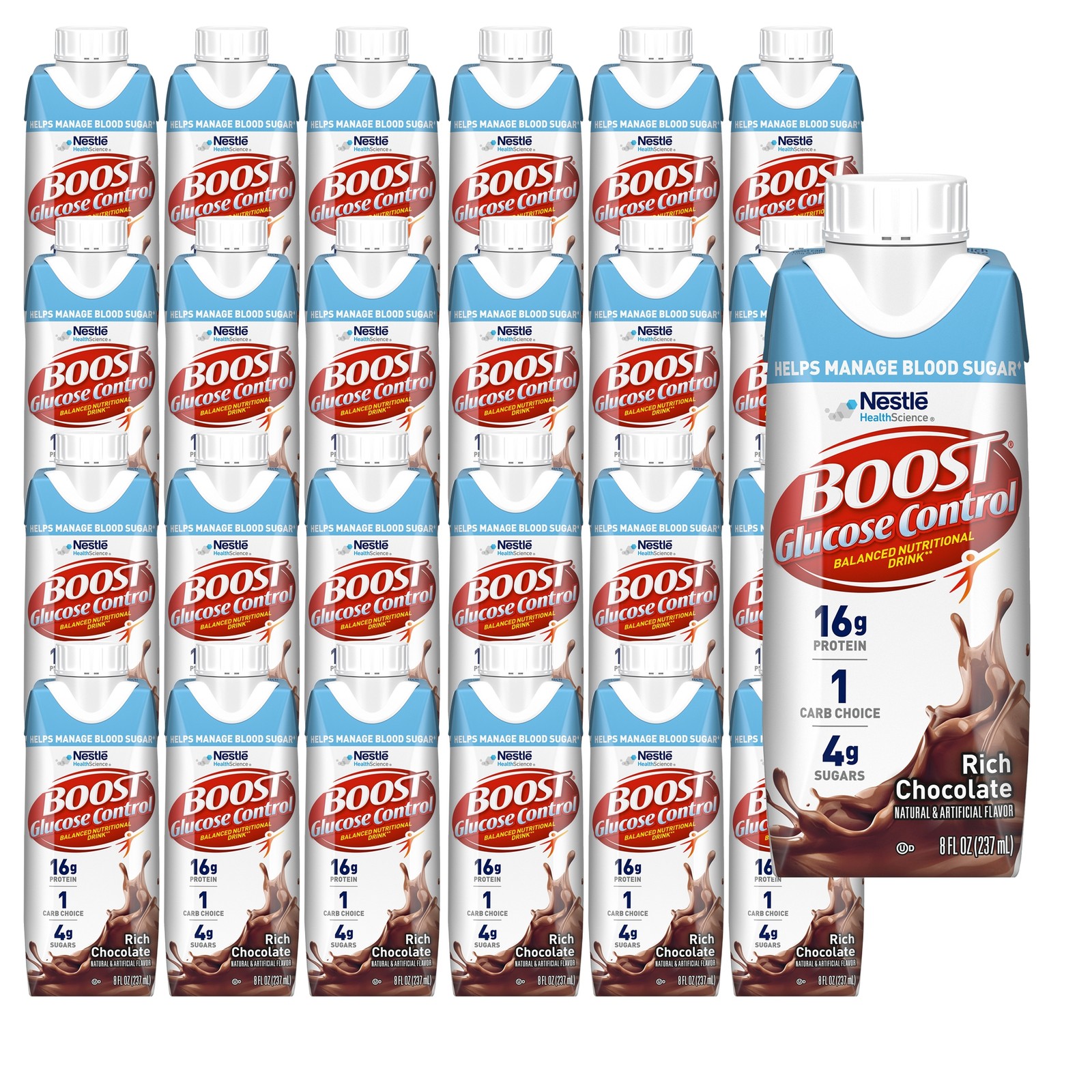 Nestle Boost Glucose Control Balanced Nutritional Drink Chocolate 8 oz 24 Ct