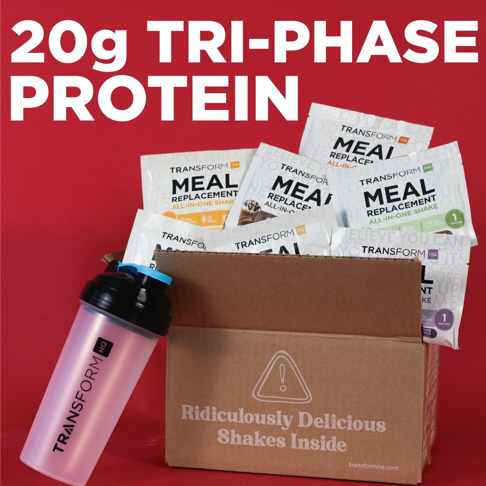 Meal Shake Variety Box With Pink Shaker, 7 Single-Serving Shake Packs