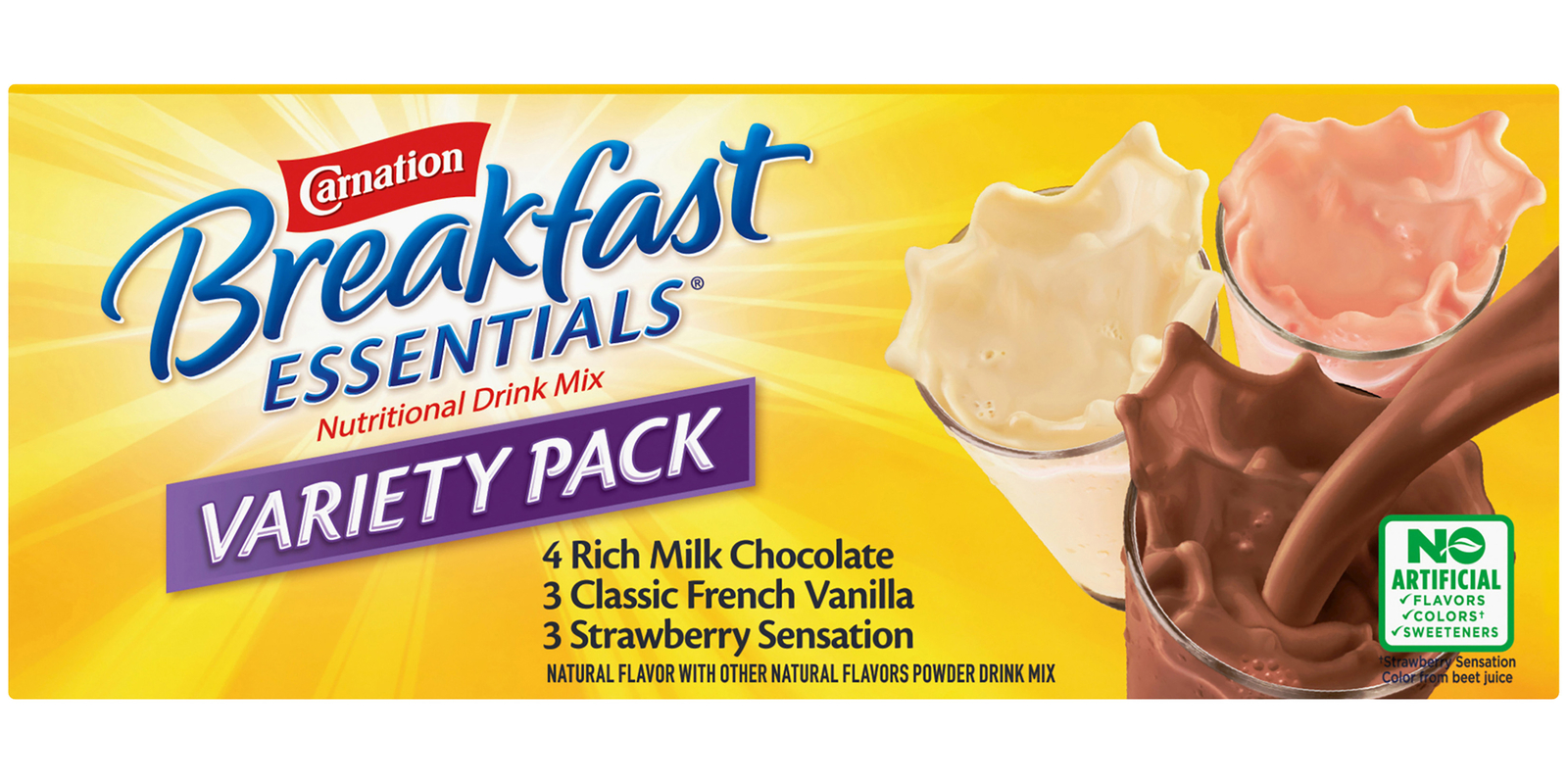 Carnation Breakfast Essentials, Variety Pack, 12.6 OZ- Pack of 3