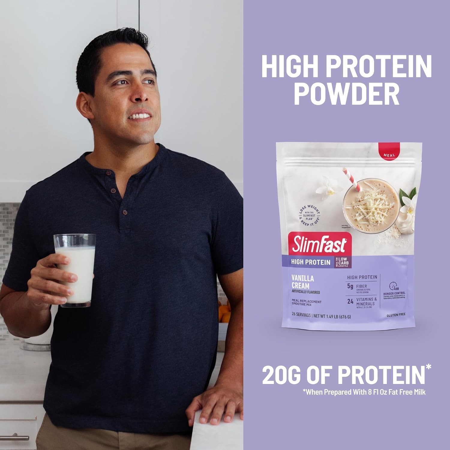 High Protein Meal Replacement Smoothie Mix, 26 Servings, Vanilla Cream Flavor