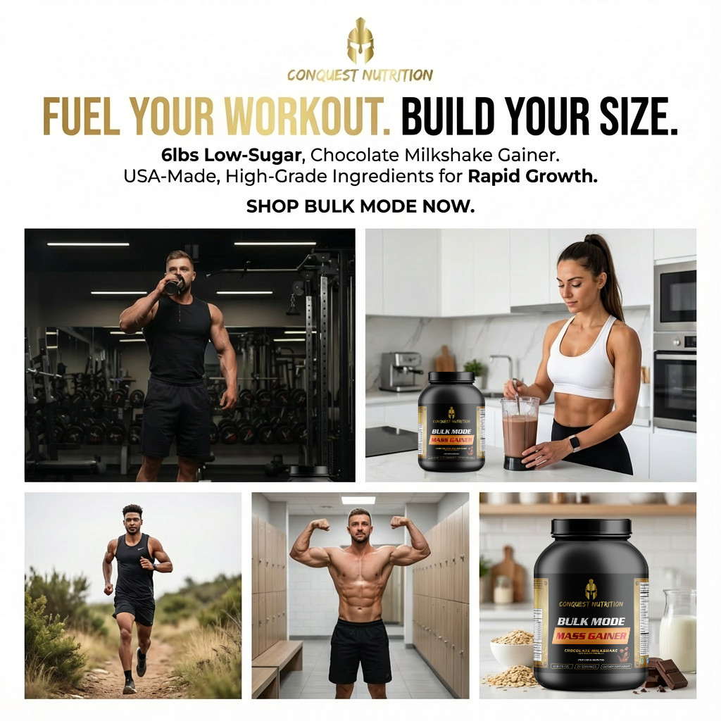 Conquest Bulk Mode Mass Gainer Chocolate Milk Low Sugar 6lb Weight Gain Protein