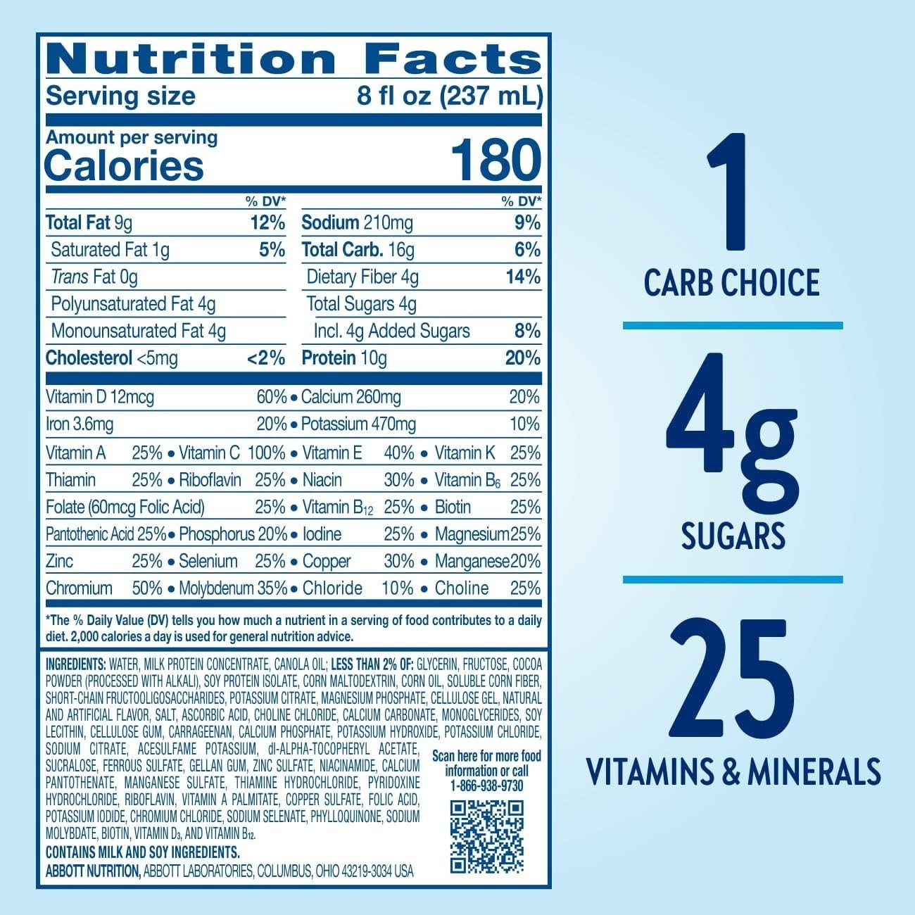 Diabetic Meal Replacement Shake – Rich Chocolate, 10g Protein, 24 Ready-to-Drink