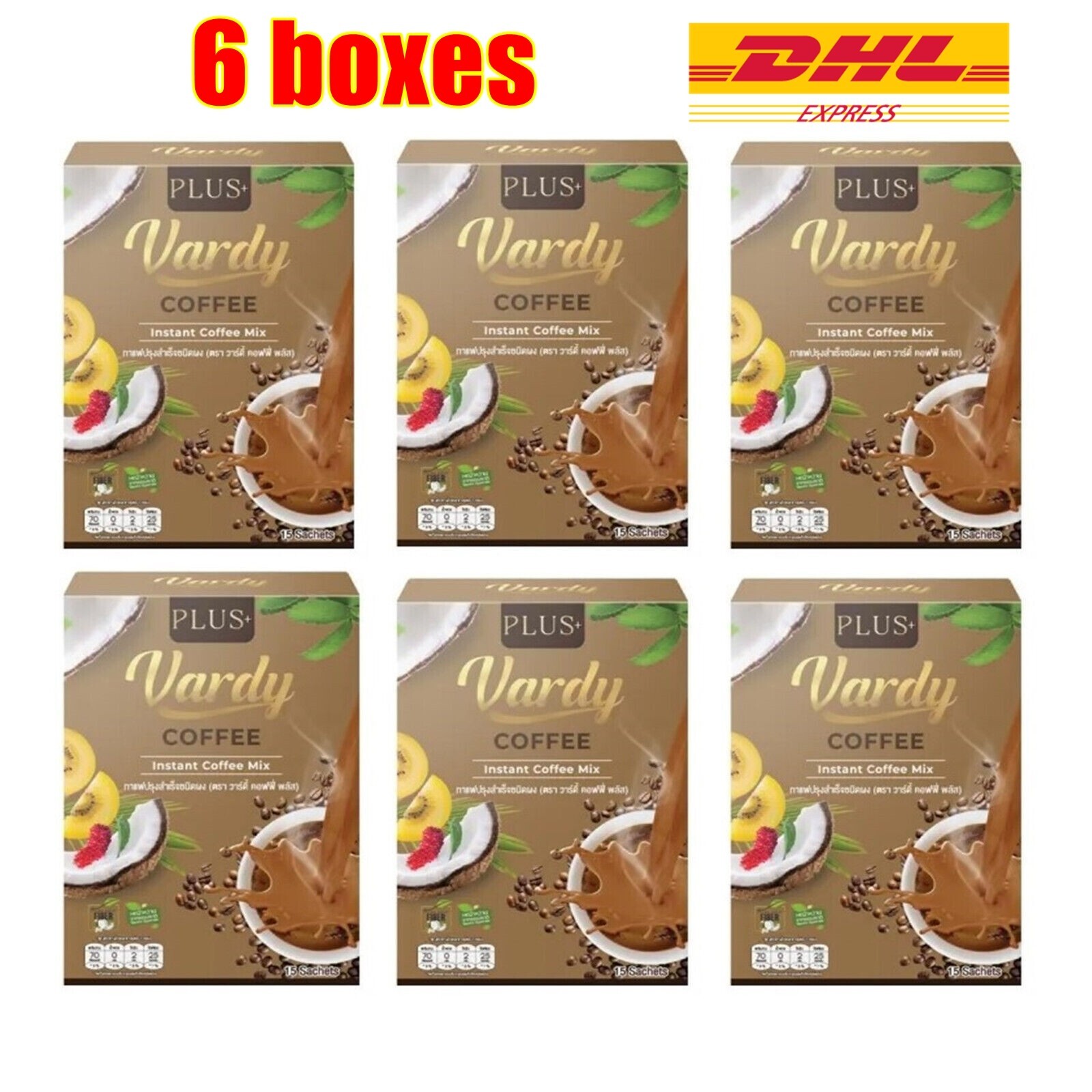 6x Vardy Coffee Plus Instant Mix Weight Control No Sugar Stevia Coconut Creamer