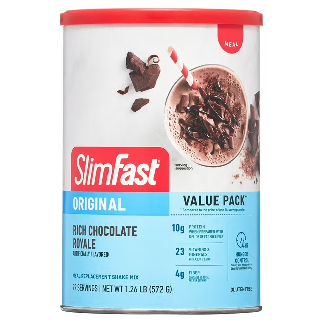 SlimFast Original Meal Replacement Shake Mix, Rich Chocolate Royale, 20.18 Oz, 2