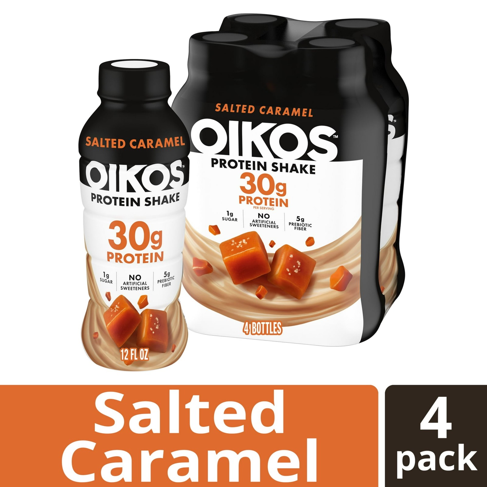 Oikos Protein Shake, Shelf Stable, Salted Caramel, 30g Protein, 12 fl oz, 8 Ct.