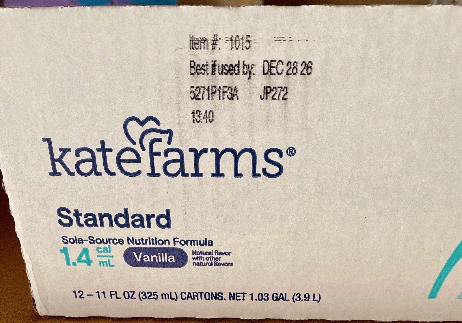 Kate Farms 12 PK USDA Organic Sole Source Standard 1.4 Cal Vanilla EXP 12/28/26!