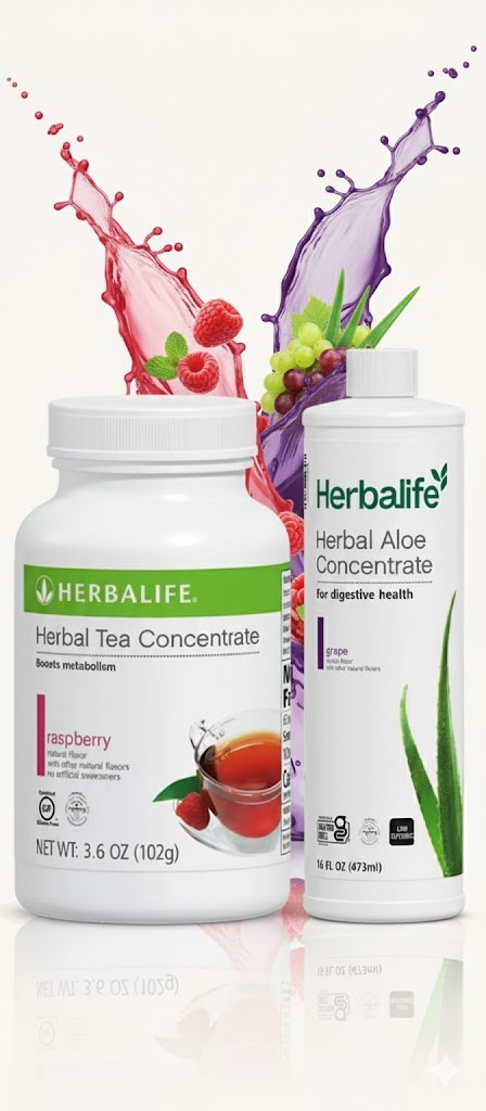 Herbalife Herbal Tea Concentrate Raspberry 3.6Oz & Grape Aloe Pint Ex5/27