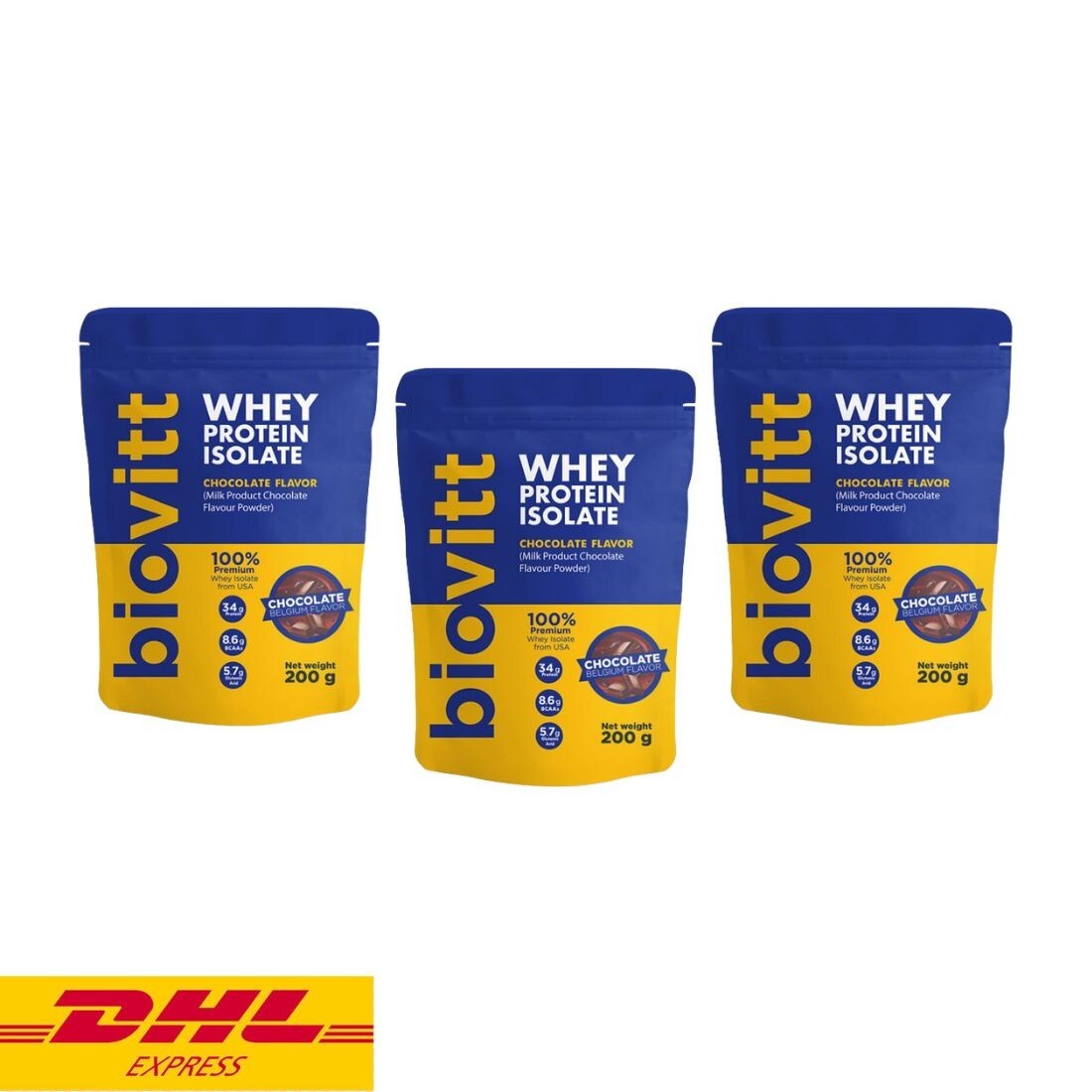 3x Biovitt Whey Protein Isolate Chocolate Flavor Powder Drink Meal Replacement