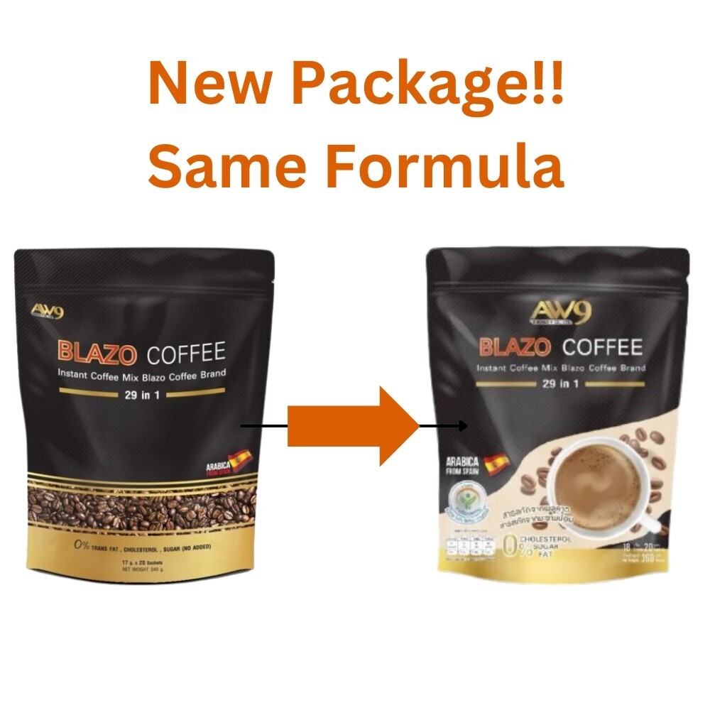 10x BLAZO Coffee 29 in 1 Weight Control No Sugar Arabica Detox Diet (New Pack)