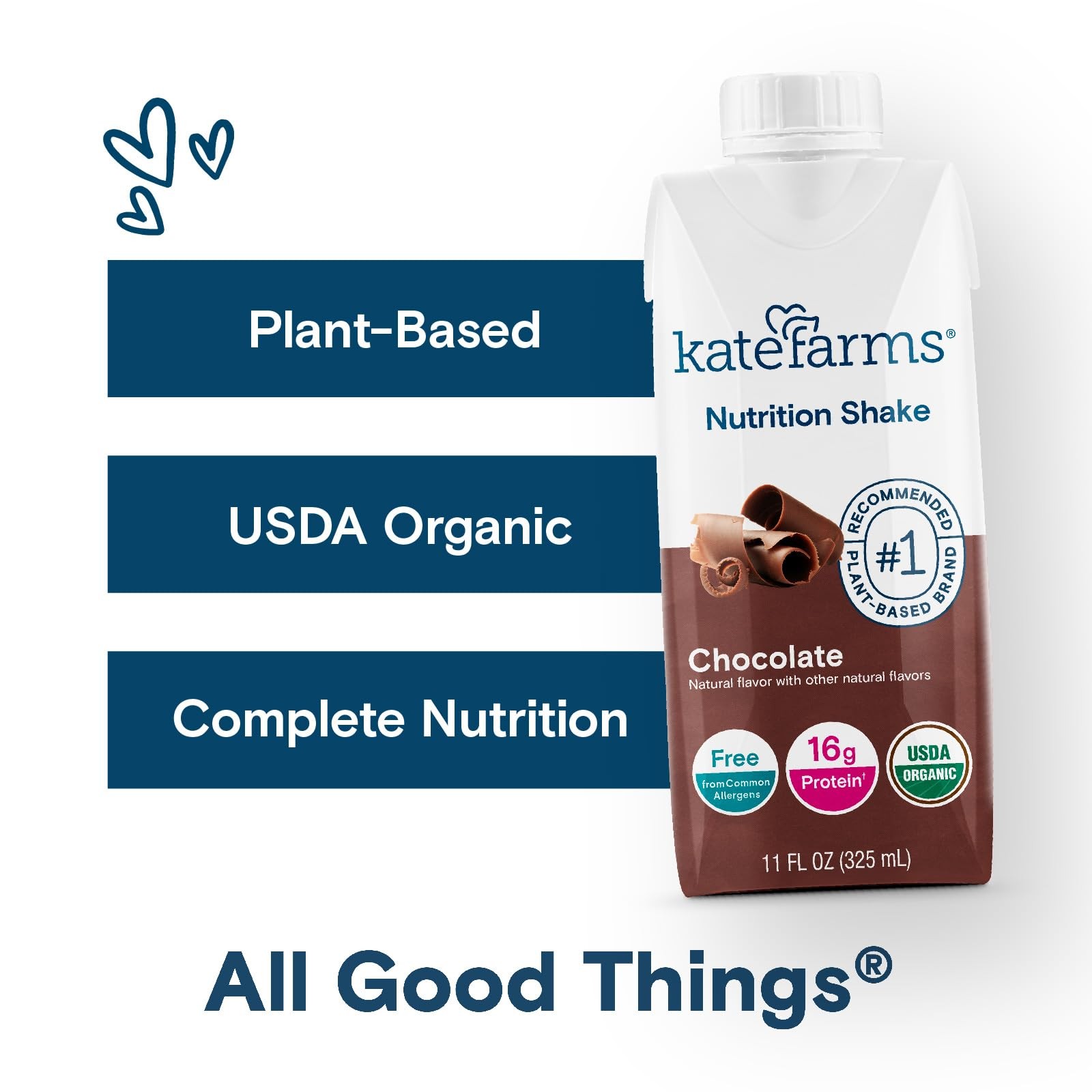 Organic Nutrition Shake, Chocolate, 16g Protein, 27 Vitamins and Minerals