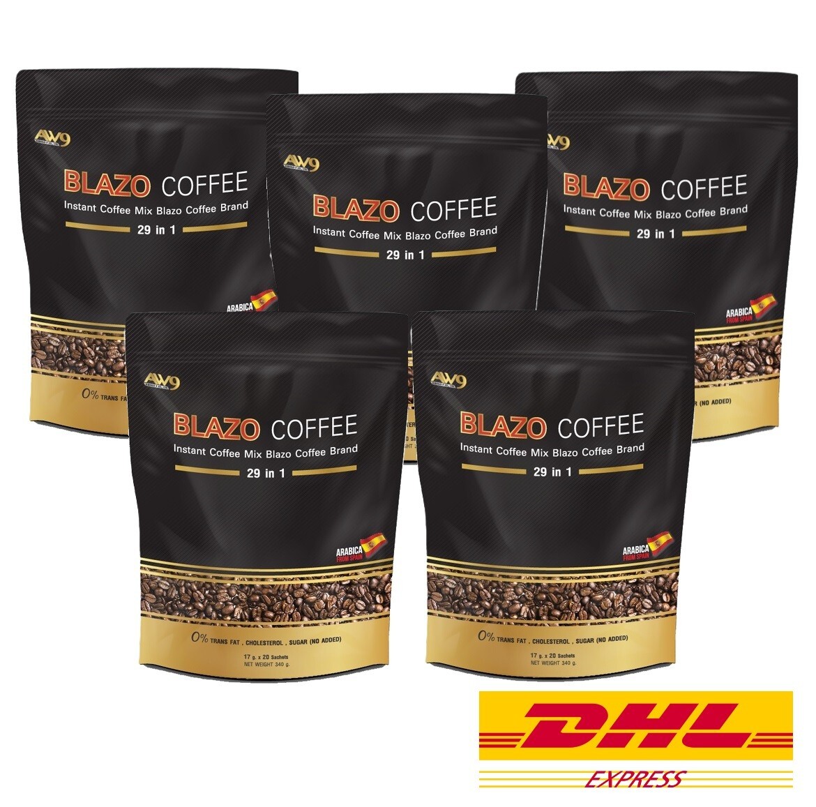 5 x Blazo Coffee Instant Coffee Mix 29 in 1 Vitamin B6 Herbs Healthy Slimming