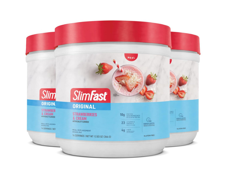 SlimFast Meal Replacement Powder, Original Strawberries & Cream, Weight Loss Sha
