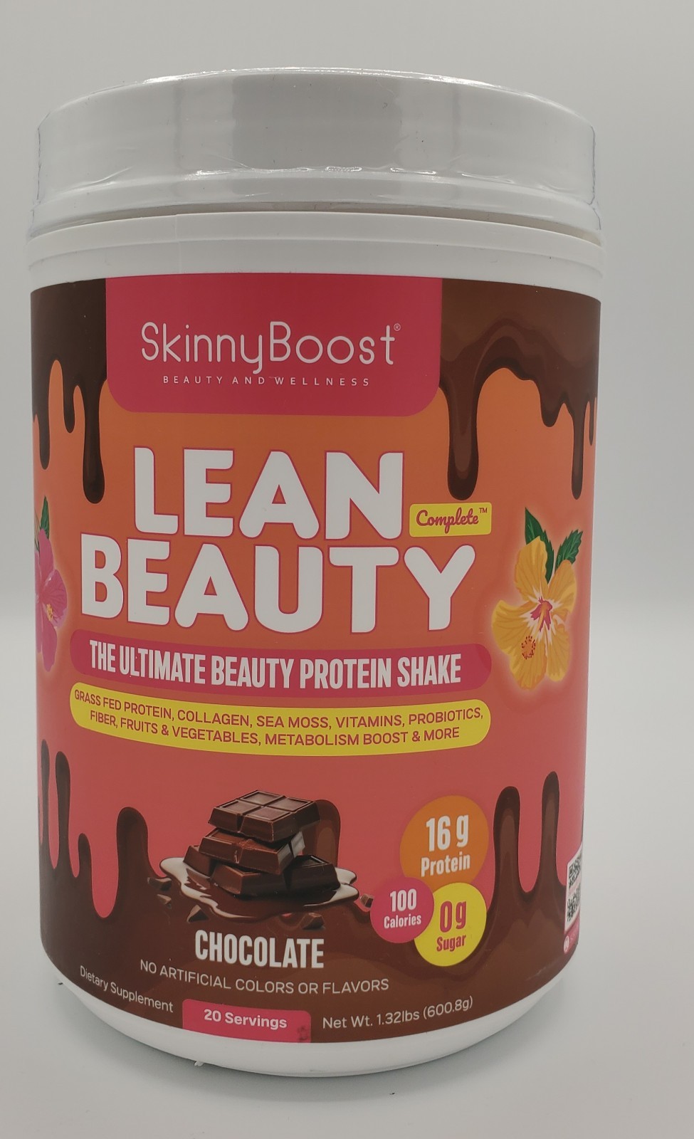 Skinny Boost Lean Beauty Collagen Grass Fed Protein Shake Chocolate 1.32lbs