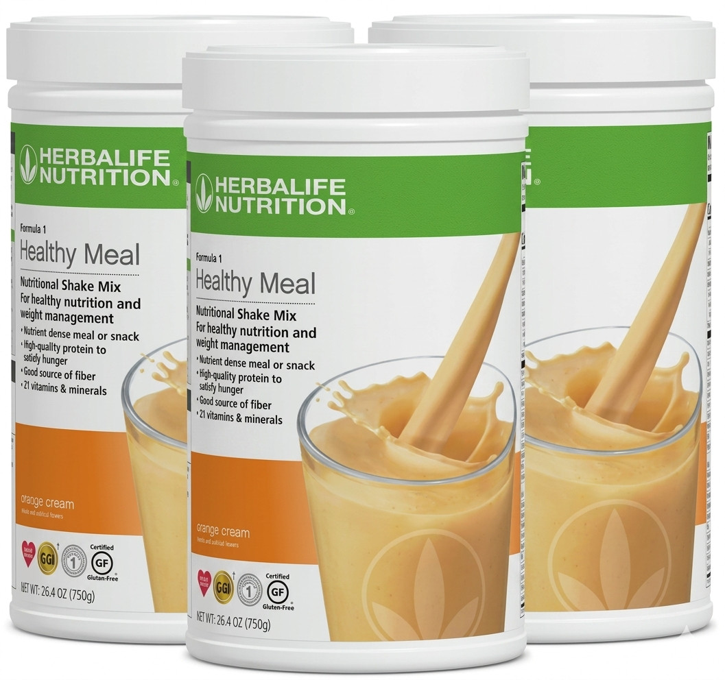3X Herbalife Formula 1 Healthy Meal Nutritional Shake Orange Cream 750 g
