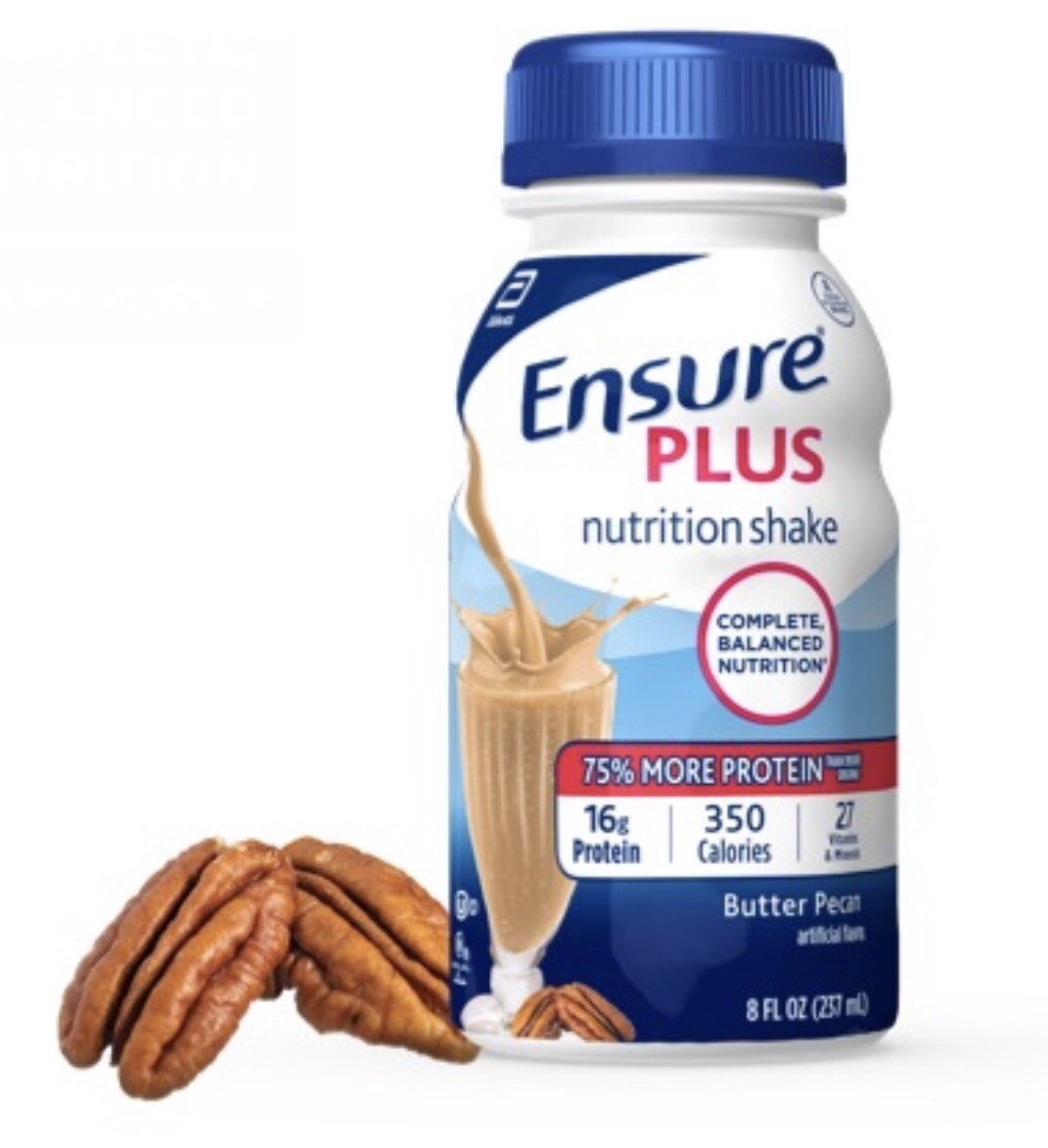 Ensure Plus Nutrition Shake, Butter Pecan 8 fl OZ – Pack of **12 Bottles