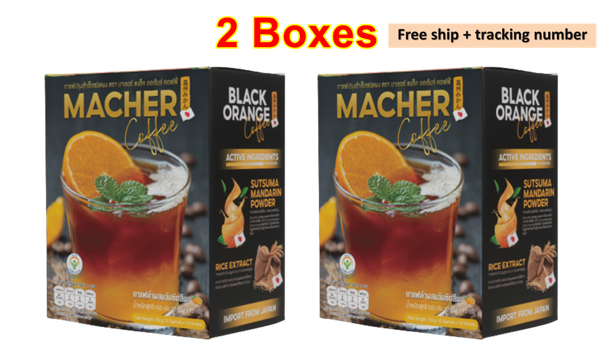 2X Macher Black Orange Coffee Arabica Burn Fat Weight Control Low Calories
