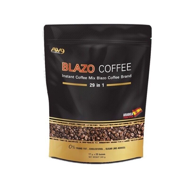 10 Blazo Coffee, Instant Coffee Premium Arabica Antioxidants Non-Fat Sugar Free