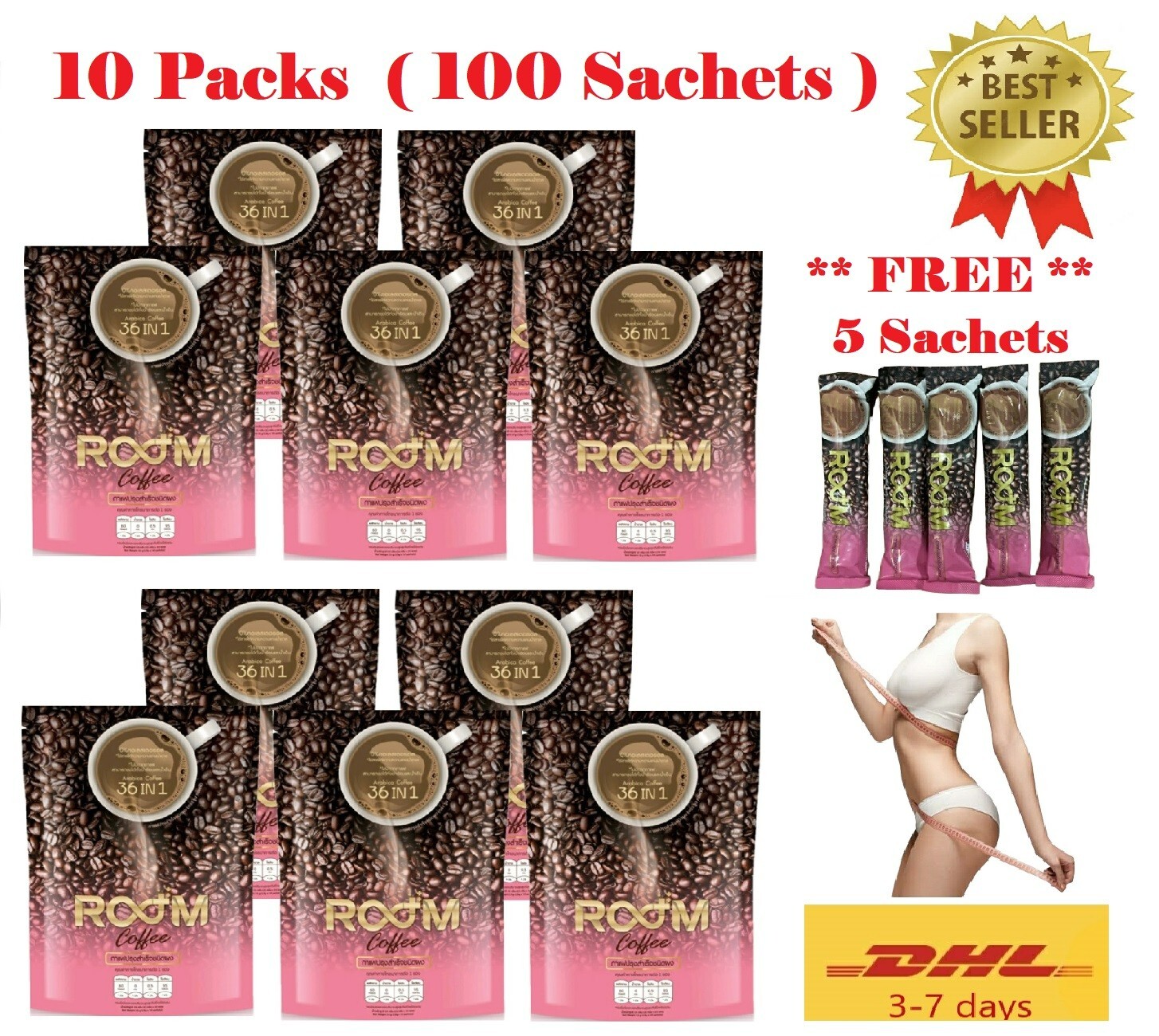 105x Room Coffee 36 in 1 Weight Control Detox Collagen Vitamins Fit L-Carnitine