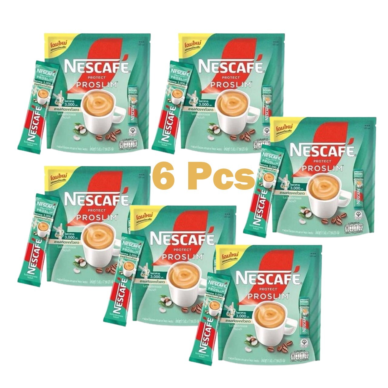 6 Pack Nescafe Proslim Coffee Weight Control Fiber White Kidney Bean Extract Ski