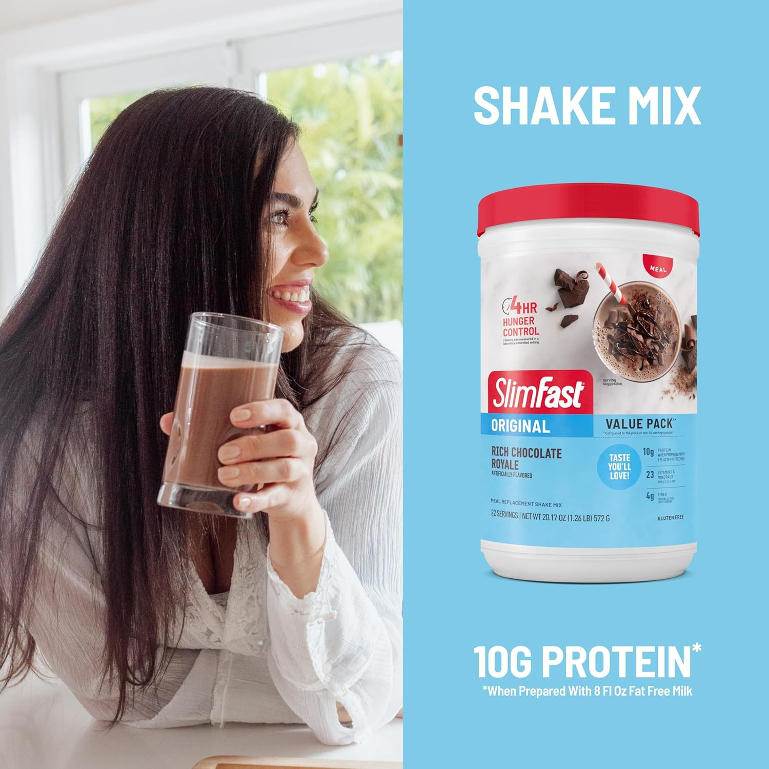 Meal Replacement Powder, Original Rich Chocolate Royale, 10G of Protein, 22 Serv