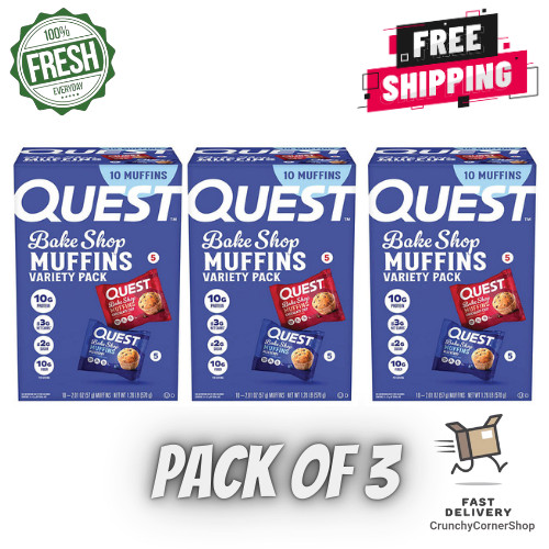 3 Pack Quest Bake Shop 10g Protein Muffins, Variety Pack, 10 ct. FREE SHIPPING