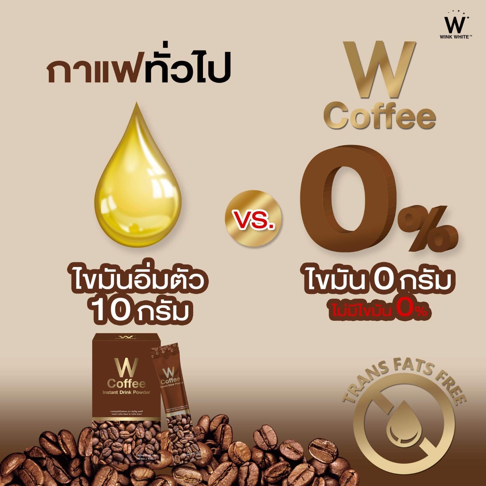 3x Wink White W Coffee Instant Drink Healthy Slimming Sugar Free Weight Control