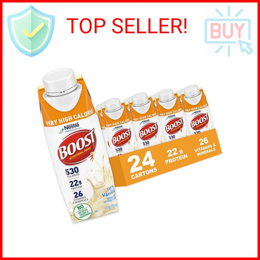Boost Very High Calorie Vanilla Nutritional Drink – 22g Protein, 530 Nutrient Ri
