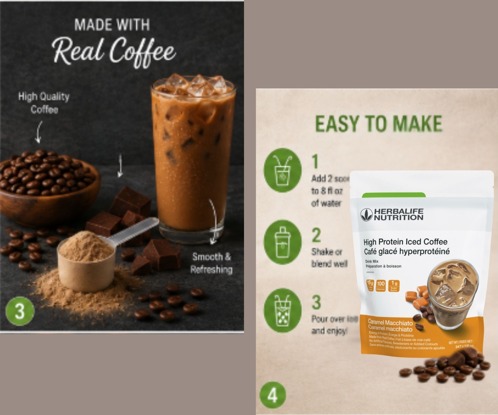 Herbalife Nutrition High Protein Iced Coffee Caramel Macchiato Drink Mix, 12 oz