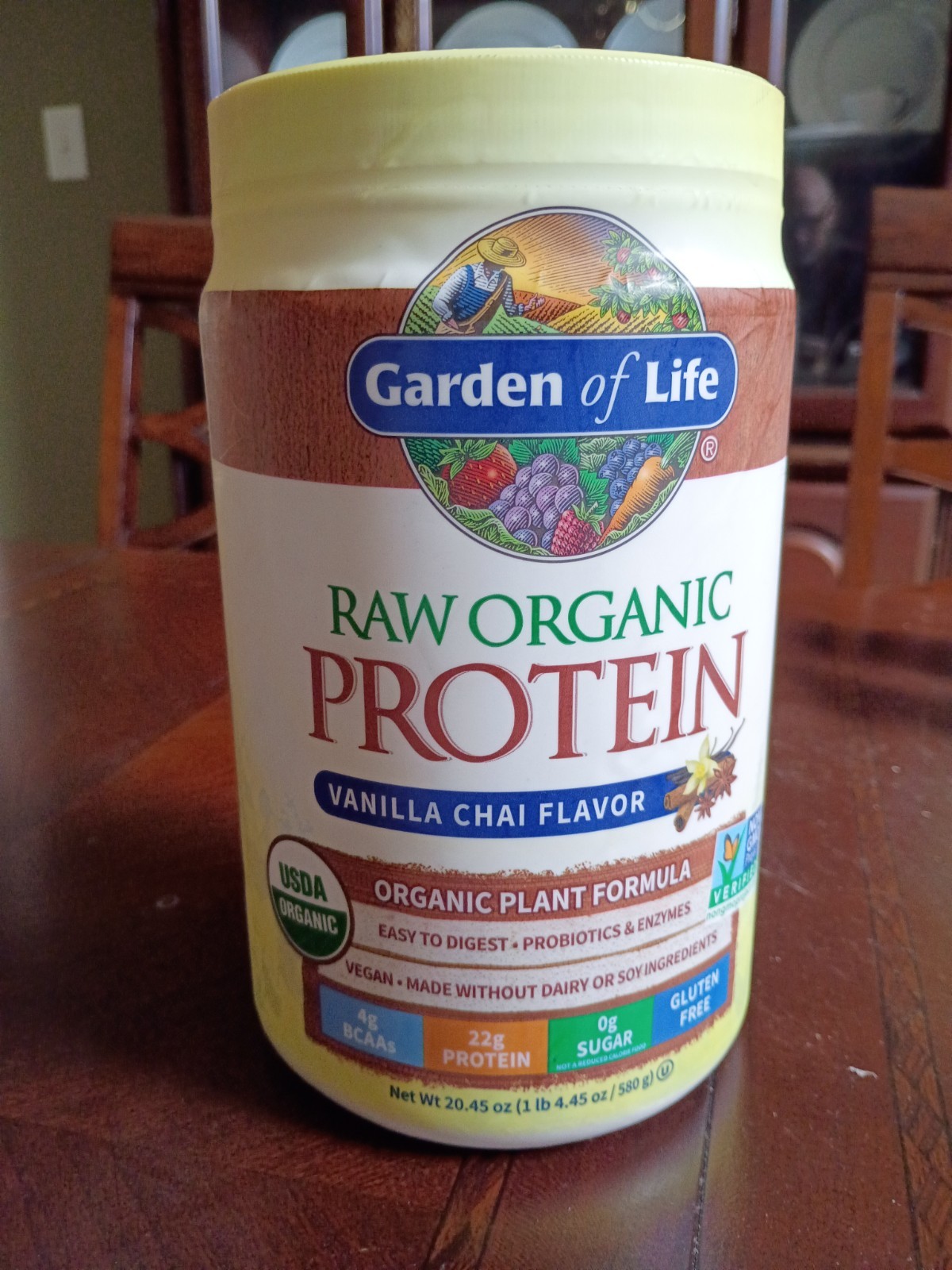 Garden of Life Raw Organic Protein Powder, Vanilla Chai 20.45 22g protein 4gBCAA