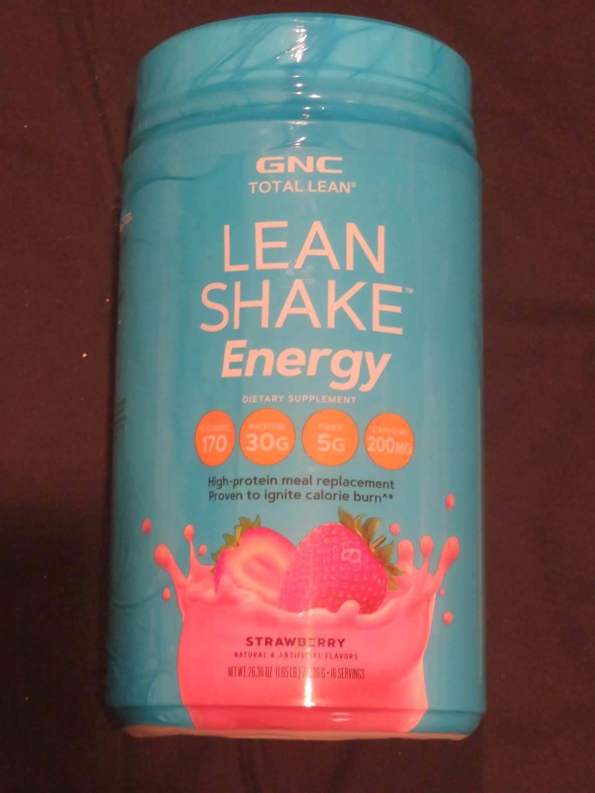GNC Total Lean Lean Shake Energy Strawberry Flavor 26.36 Oz 16 Servings