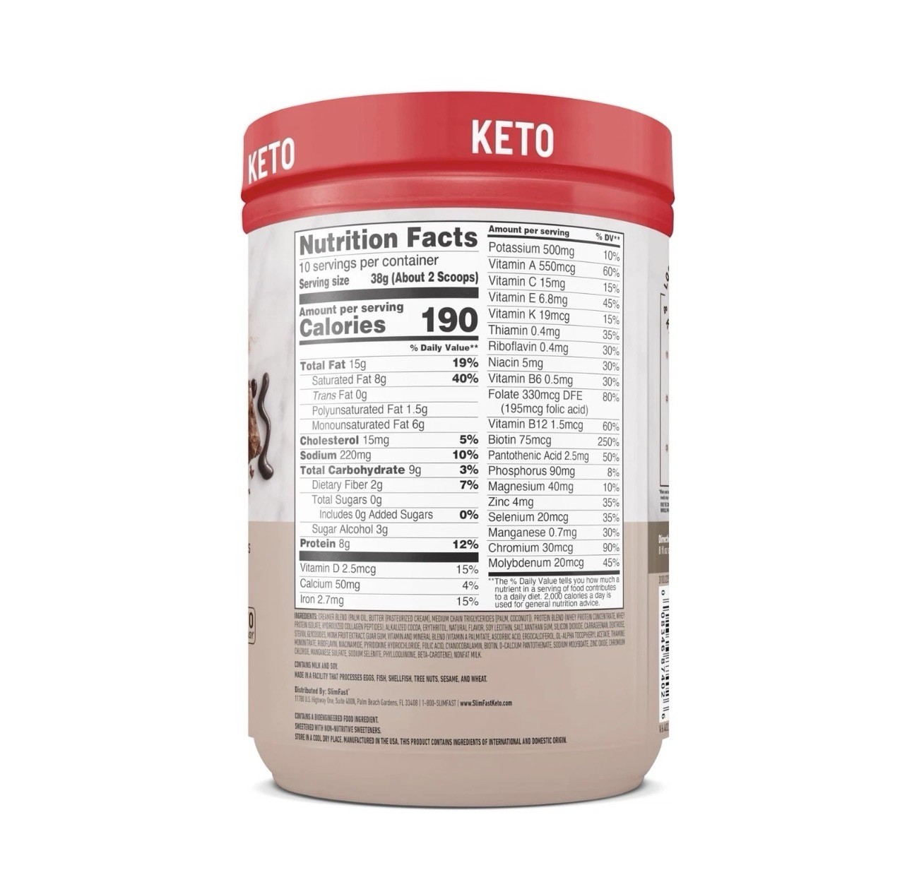 SlimFast Keto Meal Replacement 13.44 Ounce (Pack of 1), Chocolate Powder 11/2027