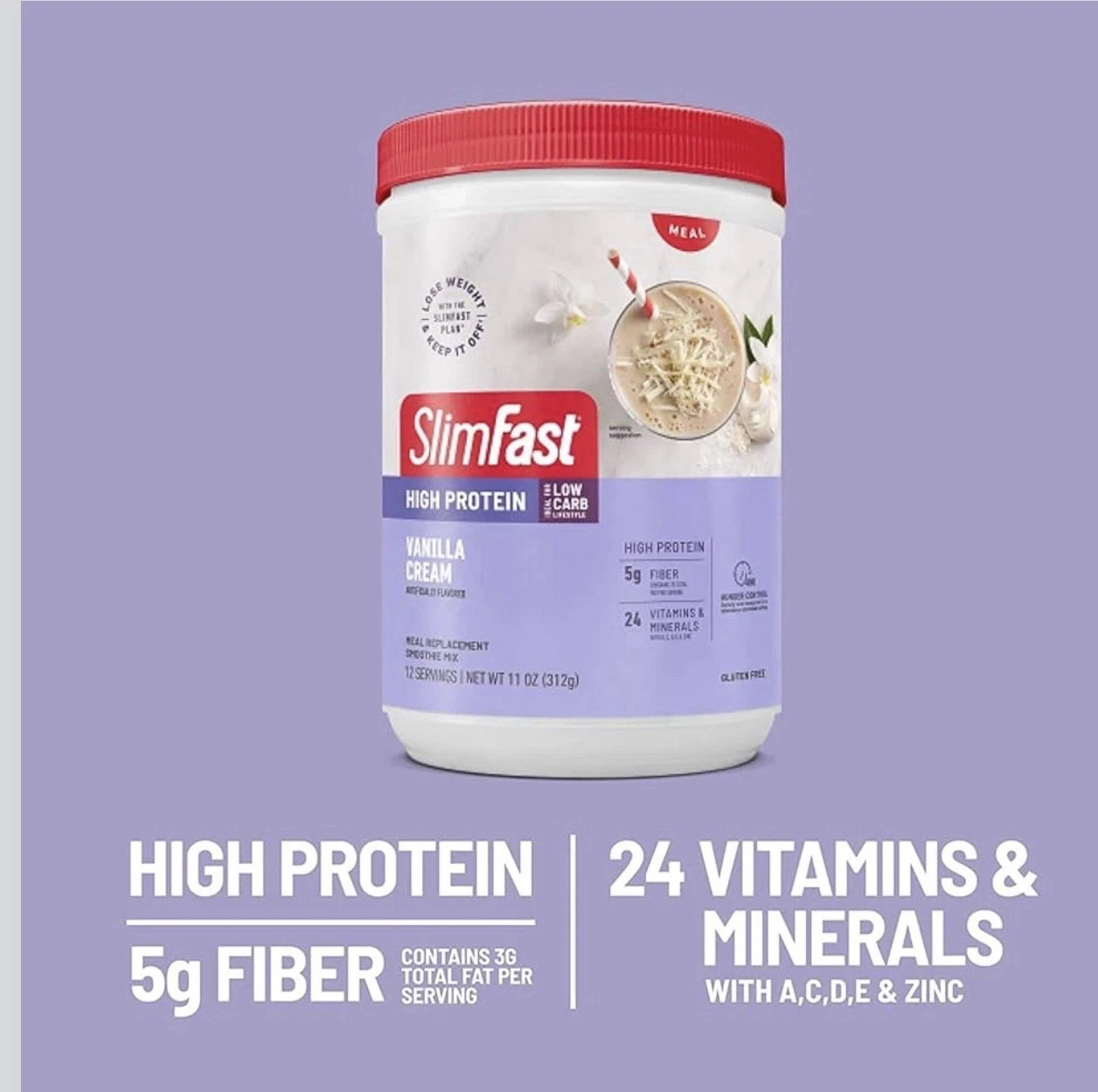 2 Pack High Protein Meal Replacement Shake Mix Vanilla Cream 11 oz Each