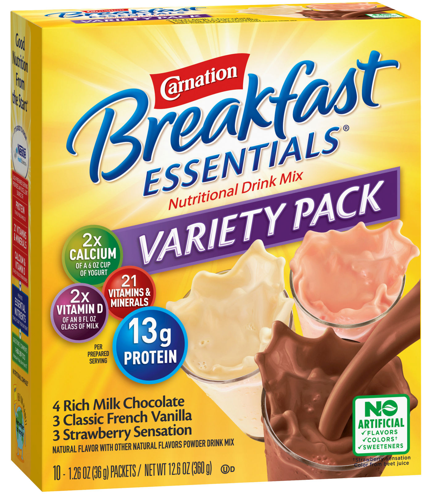Carnation Breakfast Essentials, Variety Pack, 12.6 OZ- Pack of 3