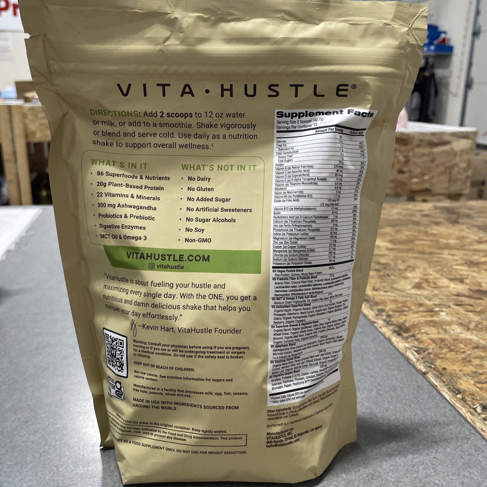 Vita Hustle ONE Superfood Protein Vanilla Shake 1.4lb/ 15 Servings