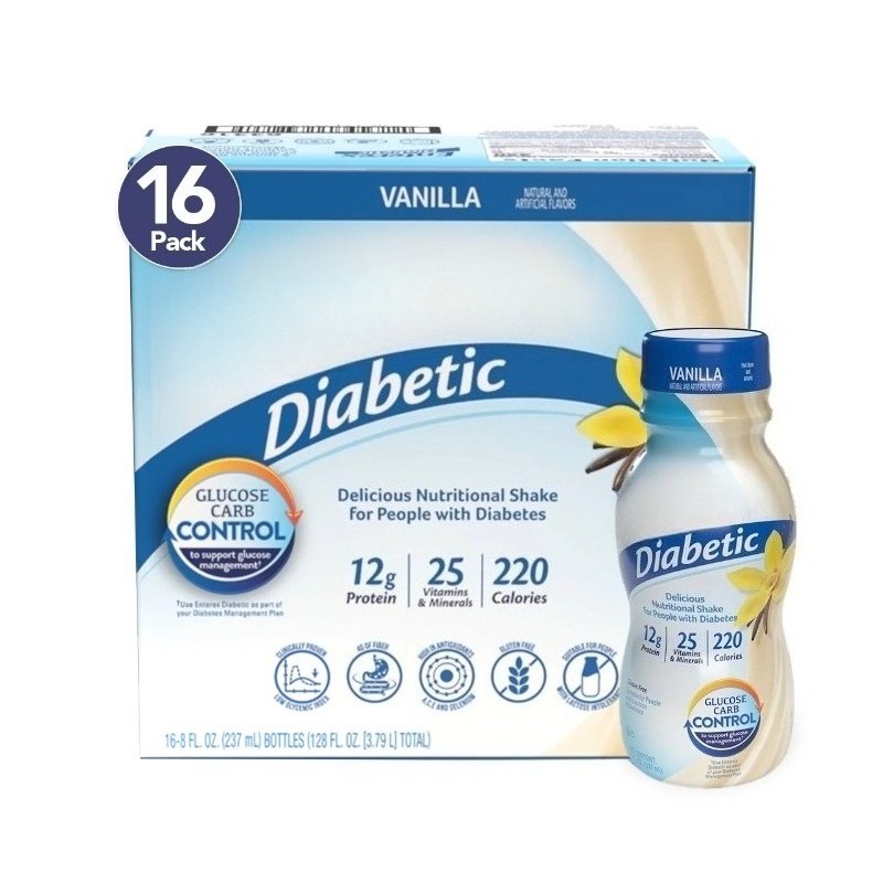 Nutritional Shake for Diabetics, Vanilla, 8fl oz, 16 Pack