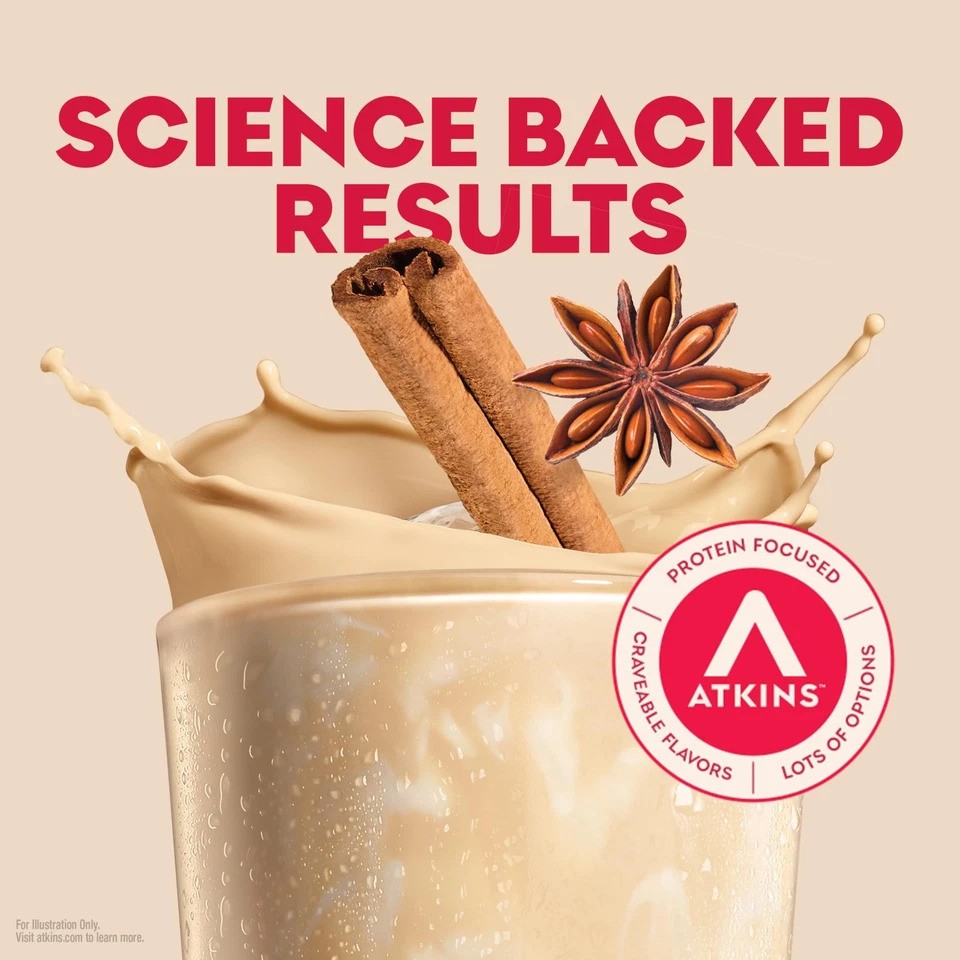 Atkins Chai Iced Tea Latte Flavored 15g High Protein Shake (Pack of 8) BB 1/2027