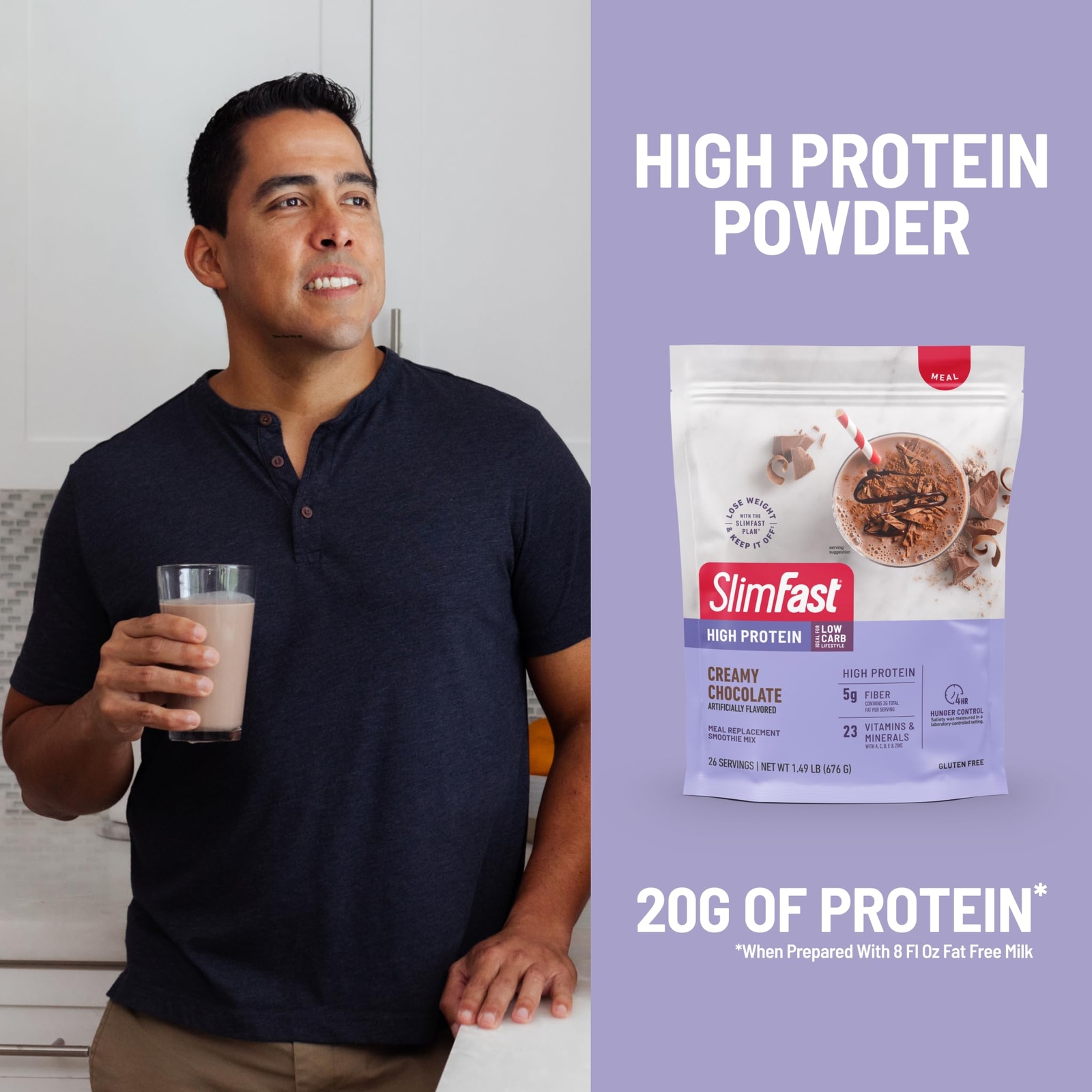 SlimFast High Protein Meal Replacement Powder Advanced Nutrition Smoothie Mix…