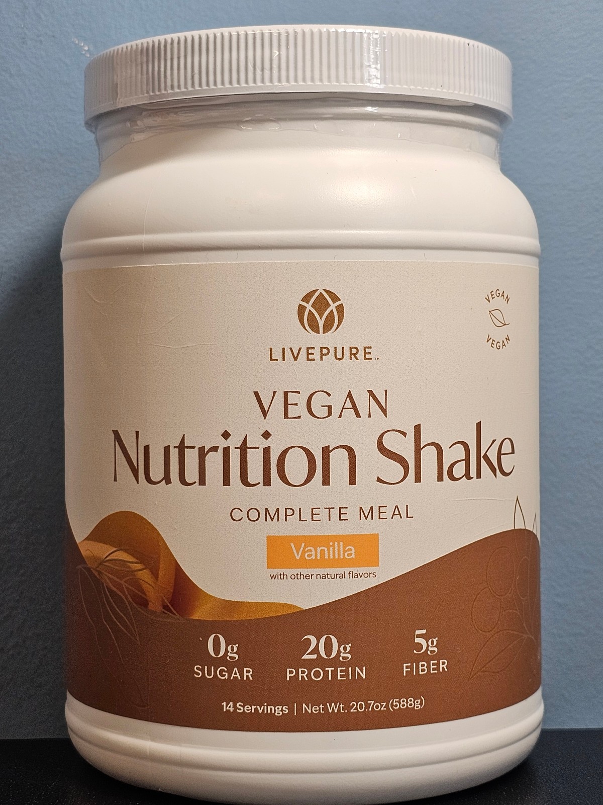Live Pure Vegan Nutrition Shake Complete Meal Vanilla 14 Serving – New! Exp 3/27