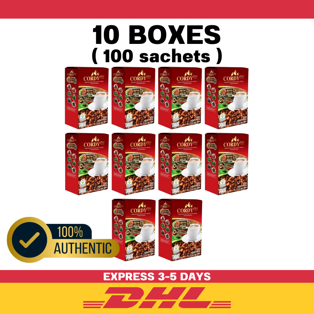 10x Cordy Plus Coffee Instant Powder Mix Vitamins Cordyceps Ganoderma Ginseng