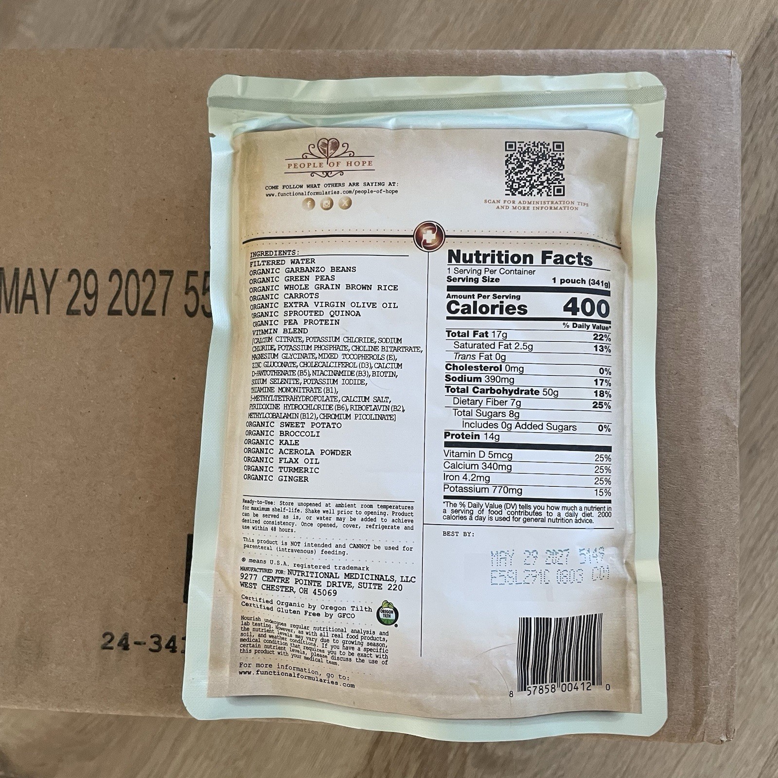 1 Case/24 Pouches Functional Formularies Nourish Tube Feeding Formula Exp 2027